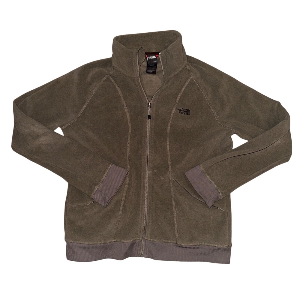 The North Face Womens Polartec Classic Full Zip Fleece Jacket Olive Green Large